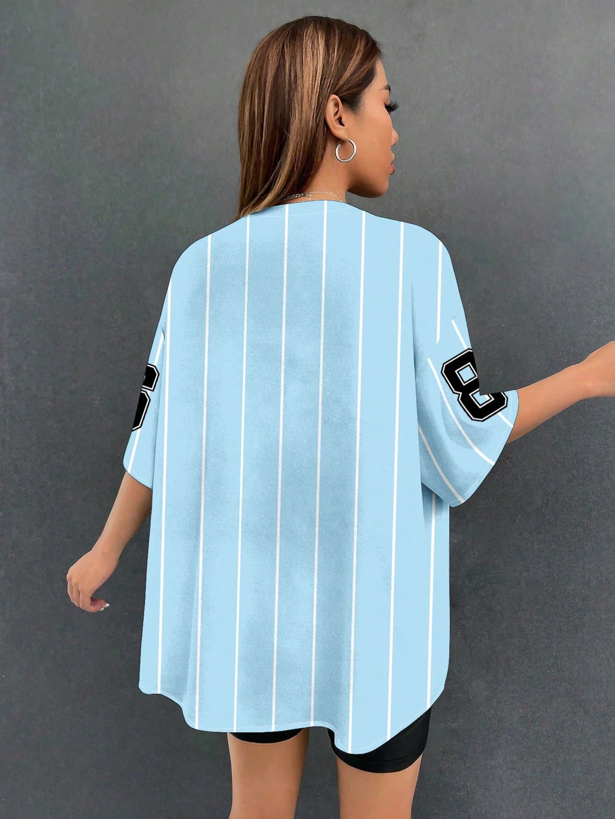 EZwear Women Loose Open Front Short Sleeve Shirt Baseball Jacket, Suitable For Summer,Summer Top