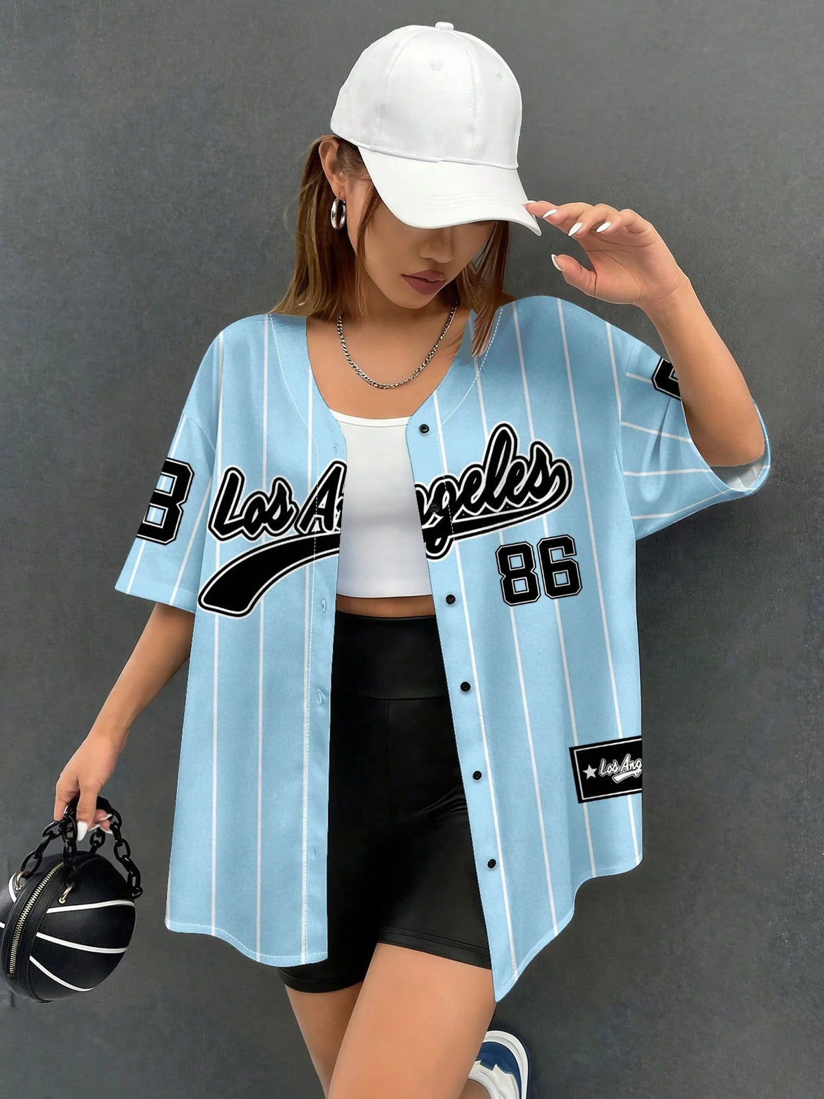 EZwear Women Loose Open Front Short Sleeve Shirt Baseball Jacket, Suitable For Summer,Summer Top