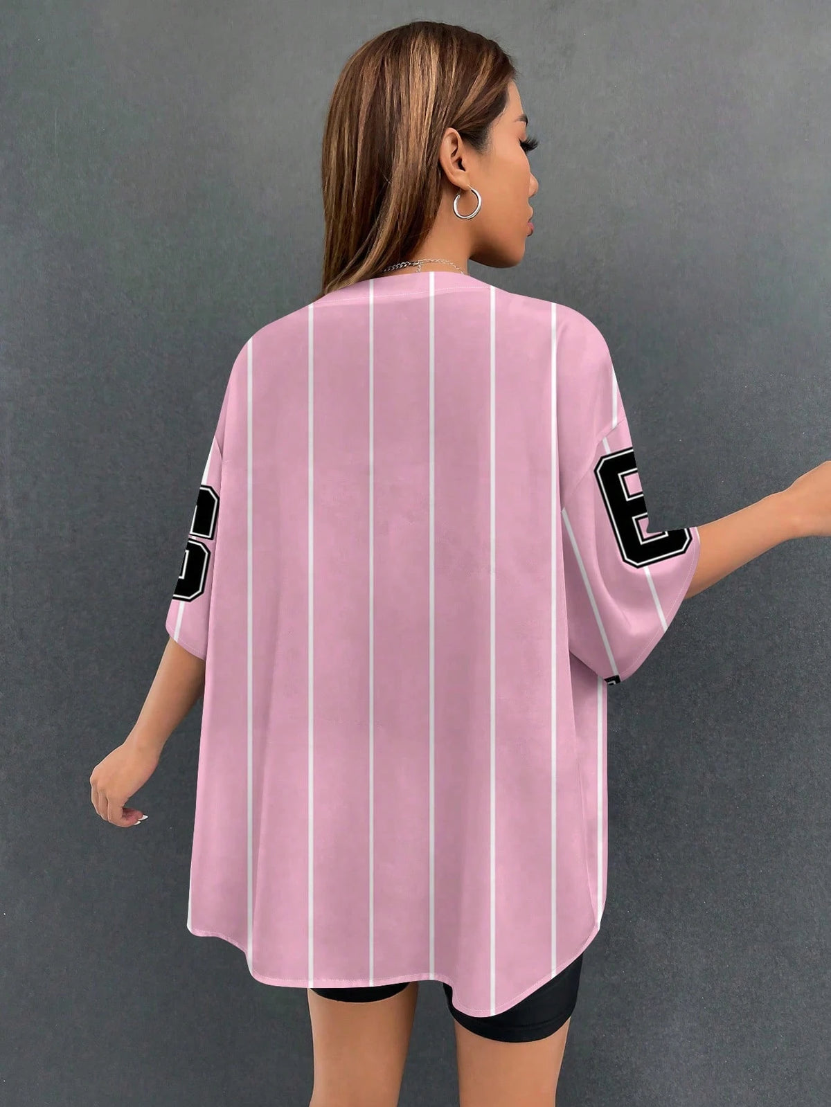 EZwear Women Loose Open Front Short Sleeve Shirt Baseball Jacket, Suitable For Summer,Summer Top