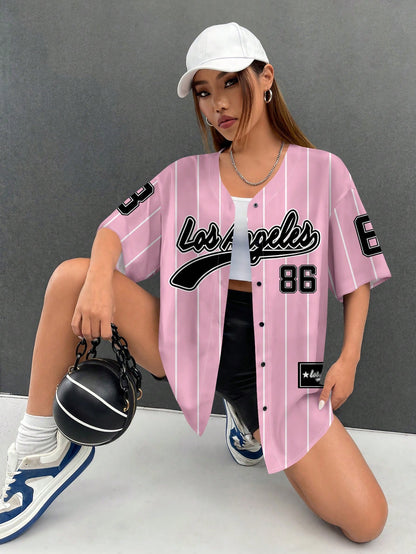 EZwear Women Loose Open Front Short Sleeve Shirt Baseball Jacket, Suitable For Summer,Summer Top