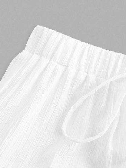 EZwear Women's Casual Holiday Multi-Layer Cake Hem Skirt, Suitable For Summer White Tiered Skirt Long White Skirt Drawstring Skirt Summer Skirt Chic Dress