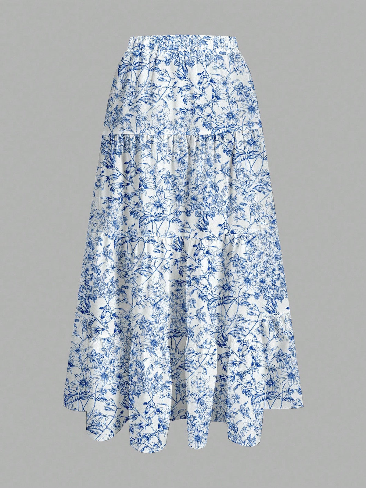 EZwear Women's Casual Holiday Multi-Layer Cake Hem Skirt, Suitable For Summer White Tiered Skirt Long White Skirt Drawstring Skirt Summer Skirt Chic Dress