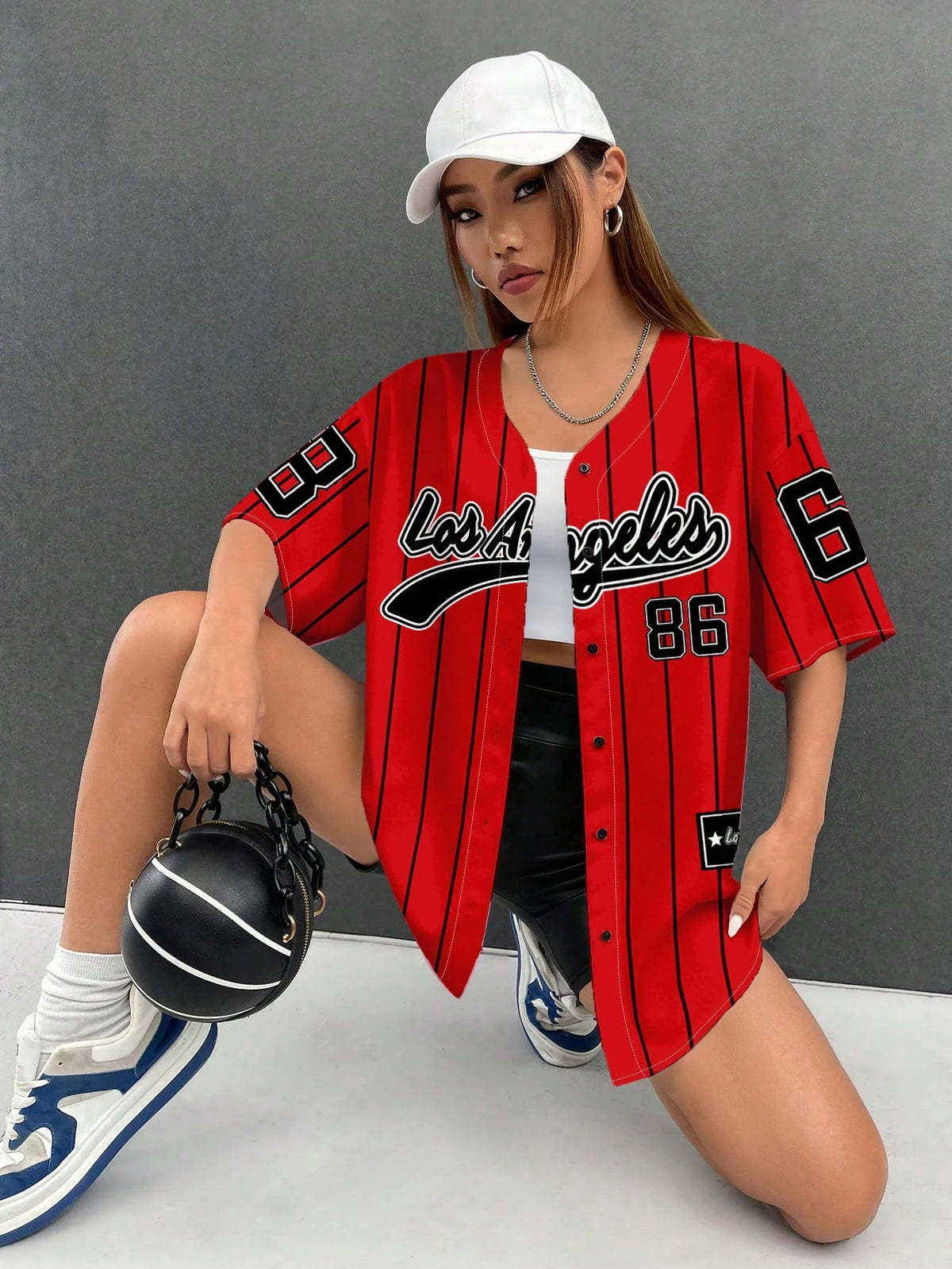EZwear Women's Casual Minimalist Game Day Baseball Jersey Loose Button Down Short Sleeve Shirt, Suitable For Summer Chic Blouses For Women