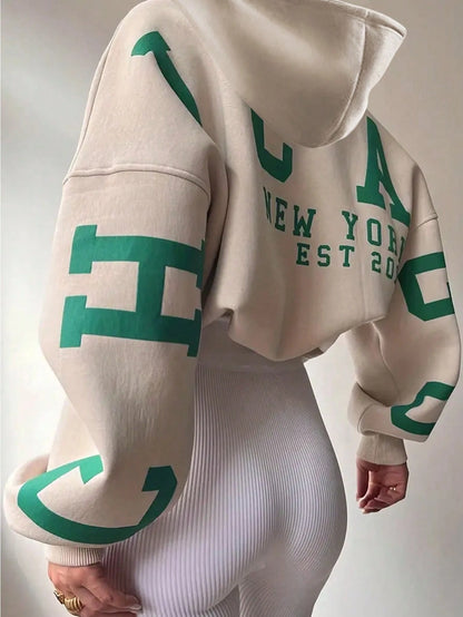 EZwear Women's Hooded Drop Shoulder Sweatshirt,Letter Print Graduation,Teacher Back-To-School Pullover Fall Light Grey,Autumn,Streetwear,School Sweatshirt