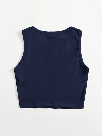 EZwear Women's Solid Color Round Neck Sleeveless Simple Top, Casual For Everyday Wear