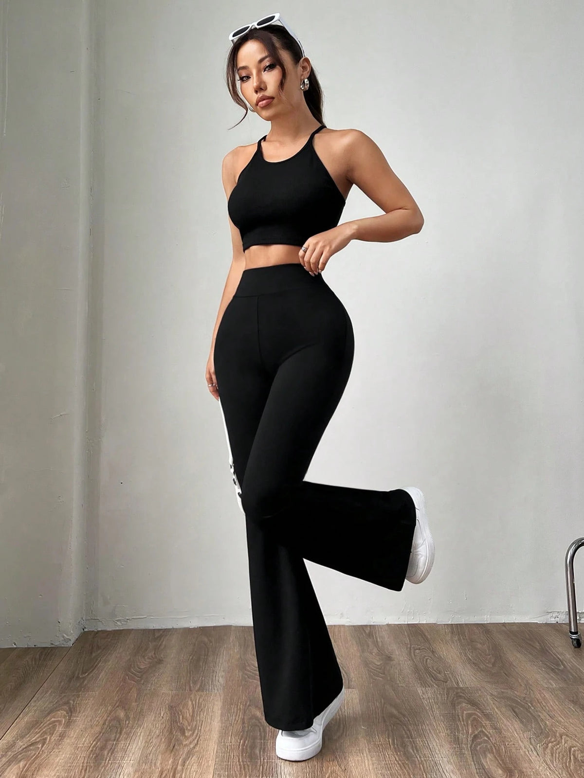 EZwear Women's Yoga Pants High Waist Stretch Pants Tummy Control Workout Pants