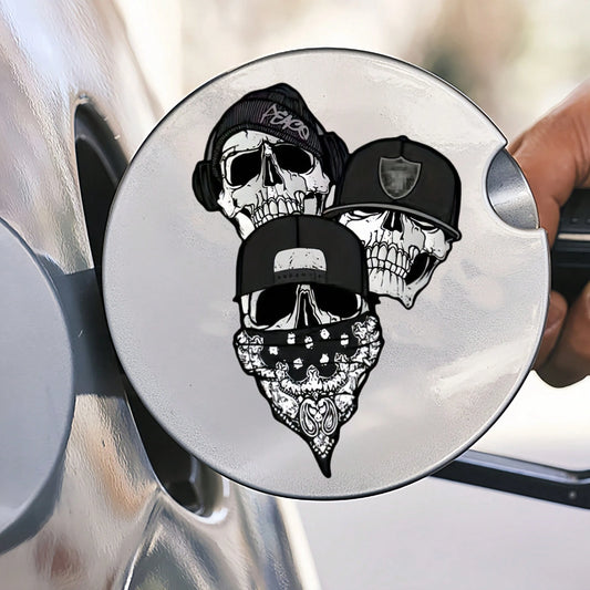 Fashion Hip Hop Skull PVC Car Sticker, Cool Skull With Hat Scarf Decal, Waterproof Self Adhesive Window Scratch Cover Decor Sticker For Auto Vehicle