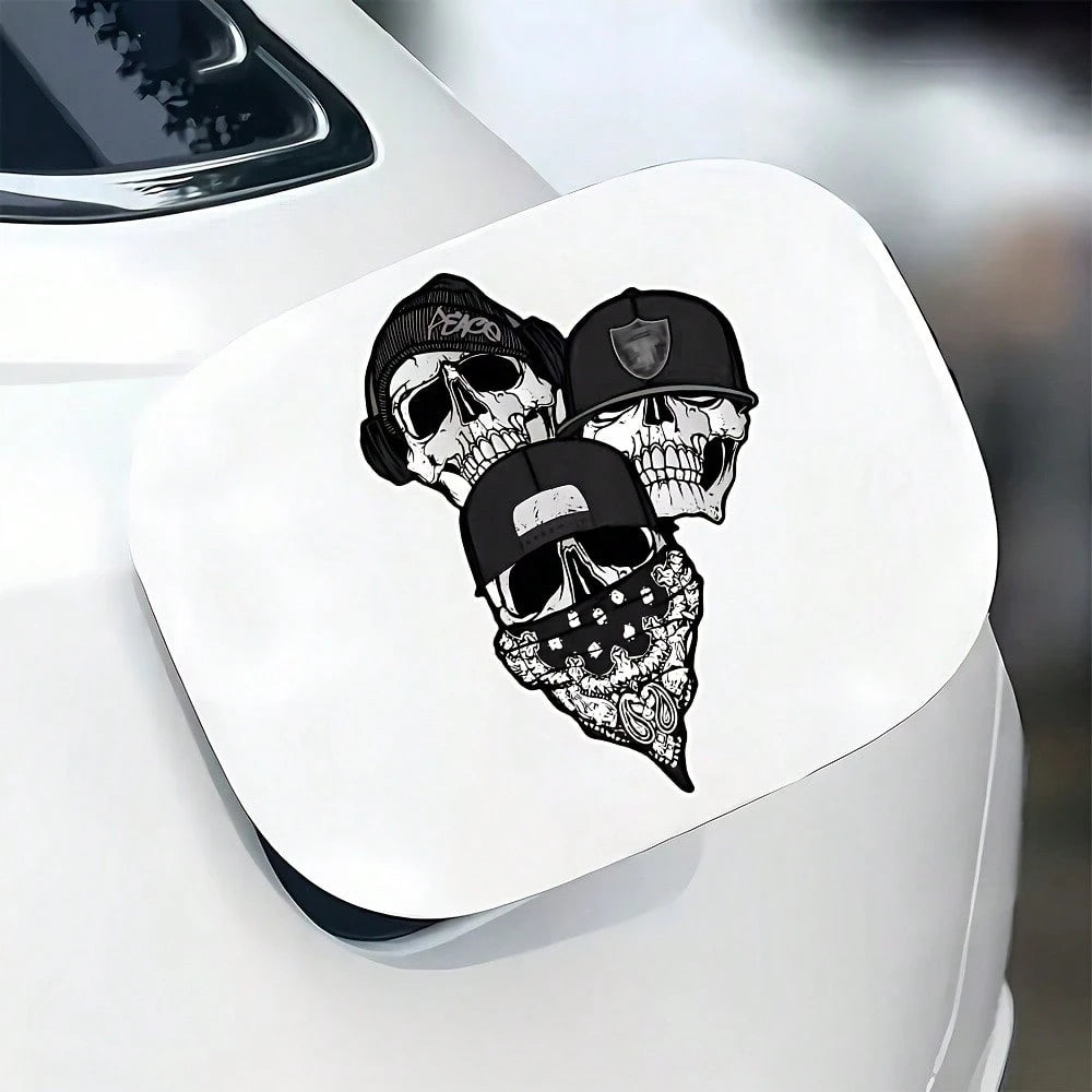 Fashion Hip Hop Skull PVC Car Sticker, Cool Skull With Hat Scarf Decal, Waterproof Self Adhesive Window Scratch Cover Decor Sticker For Auto Vehicle