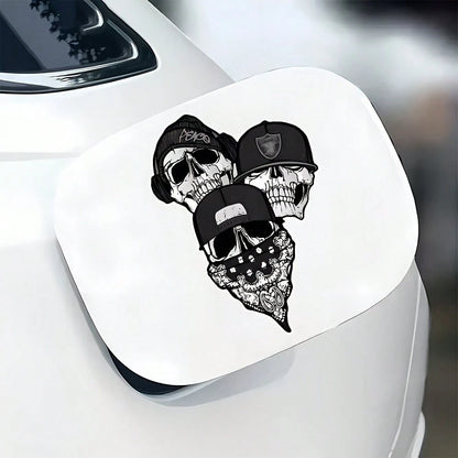 Fashion Hip Hop Skull PVC Car Sticker, Cool Skull With Hat Scarf Decal, Waterproof Self Adhesive Window Scratch Cover Decor Sticker For Auto Vehicle