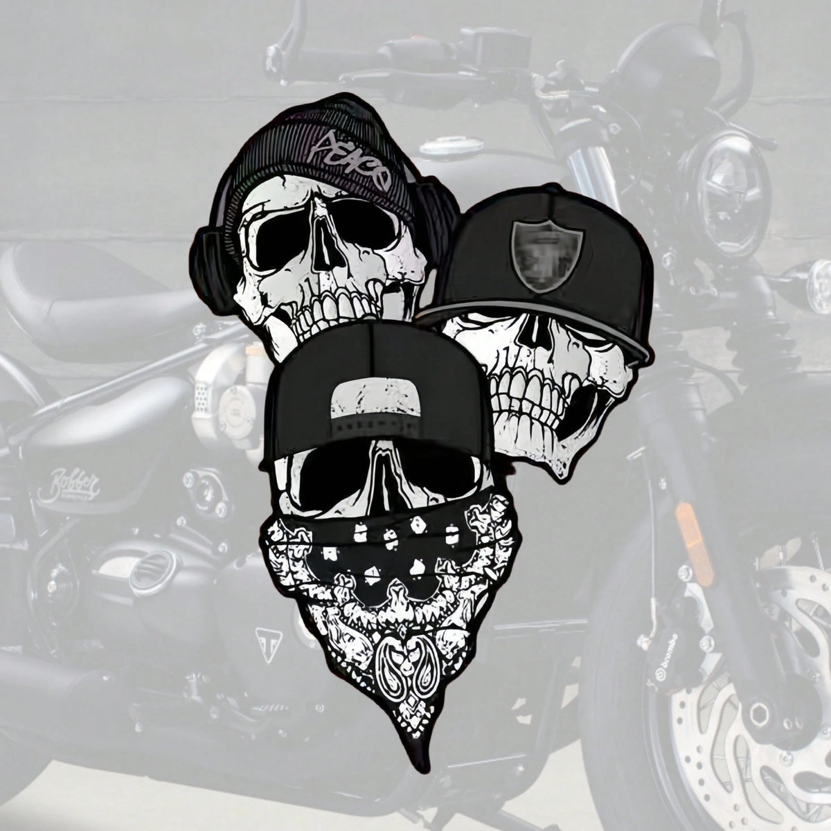 Fashion Hip Hop Skull PVC Car Sticker, Cool Skull With Hat Scarf Decal, Waterproof Self Adhesive Window Scratch Cover Decor Sticker For Auto Vehicle