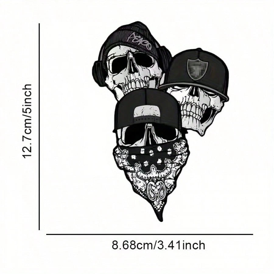 Fashion Hip Hop Skull PVC Car Sticker, Cool Skull With Hat Scarf Decal, Waterproof Self Adhesive Window Scratch Cover Decor Sticker For Auto Vehicle