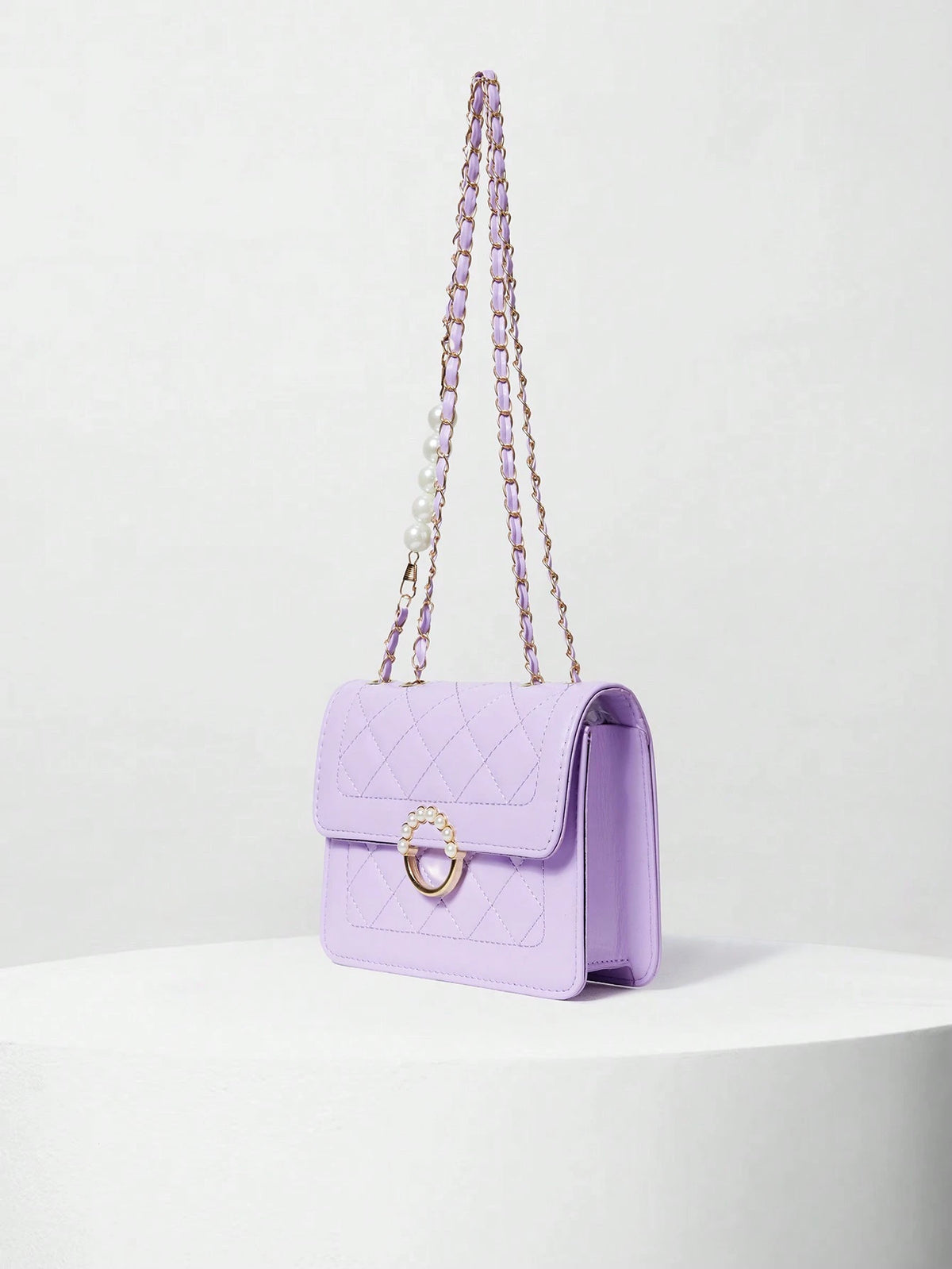 Fashionable Embroidery Thread Small Square Bag With Pearl Chain Strap, Mini Flap Shoulder & Crossbody Bag For Women Winter Gifts