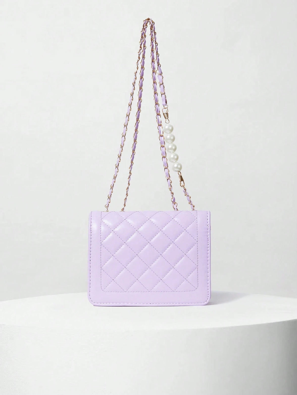 Fashionable Embroidery Thread Small Square Bag With Pearl Chain Strap, Mini Flap Shoulder & Crossbody Bag For Women Winter Gifts