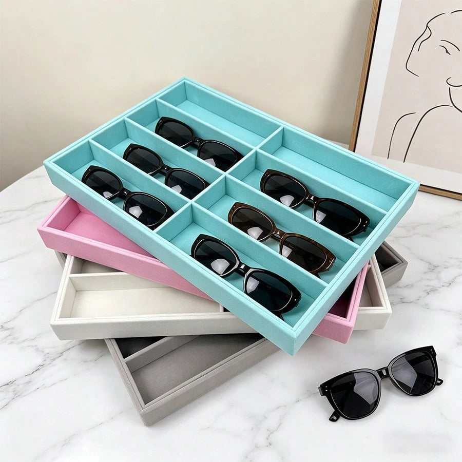 Fashionable Eyewear Storage Tray, Fashionable Eyewear Storage Box, Drawer Organizer Box, Stackable Display Box, Scratch-Resistant Soft Lining Suitable For Earrings, Necklaces, Bracelets, Rings, Hair C