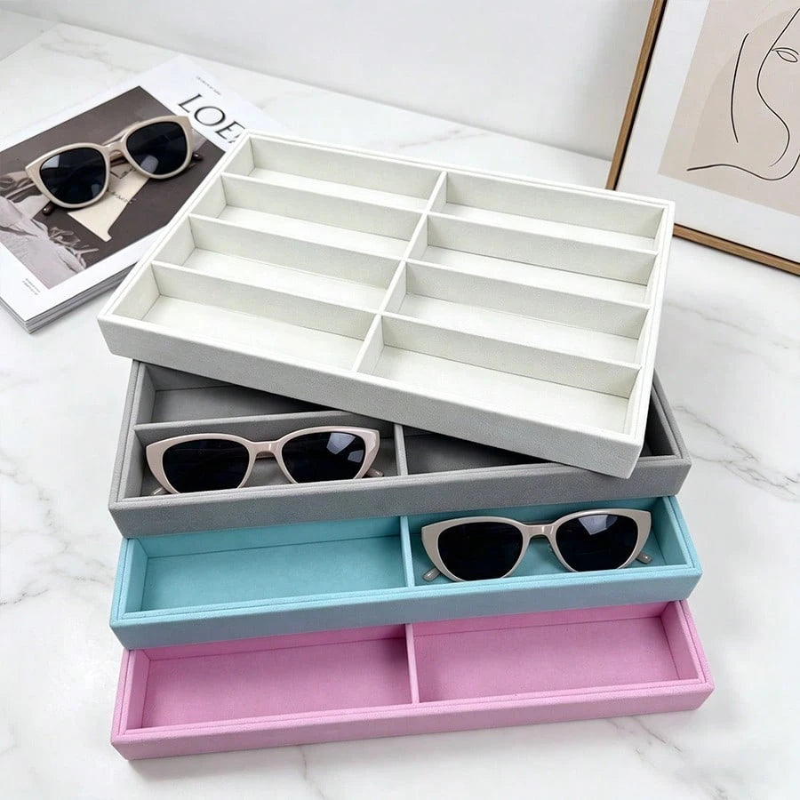 Fashionable Eyewear Storage Tray, Fashionable Eyewear Storage Box, Drawer Organizer Box, Stackable Display Box, Scratch-Resistant Soft Lining Suitable For Earrings, Necklaces, Bracelets, Rings, Hair C