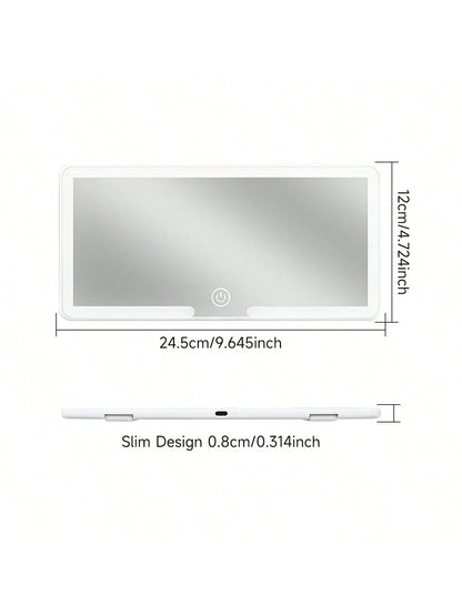 Fccemc Ultra Thin LED Car Makeup HD Mirror Sunshade Makeup Hanging Mirror USB Charge Sun Visor Dimmable Touchscreen Auto Interior Vanity Mirror For Women