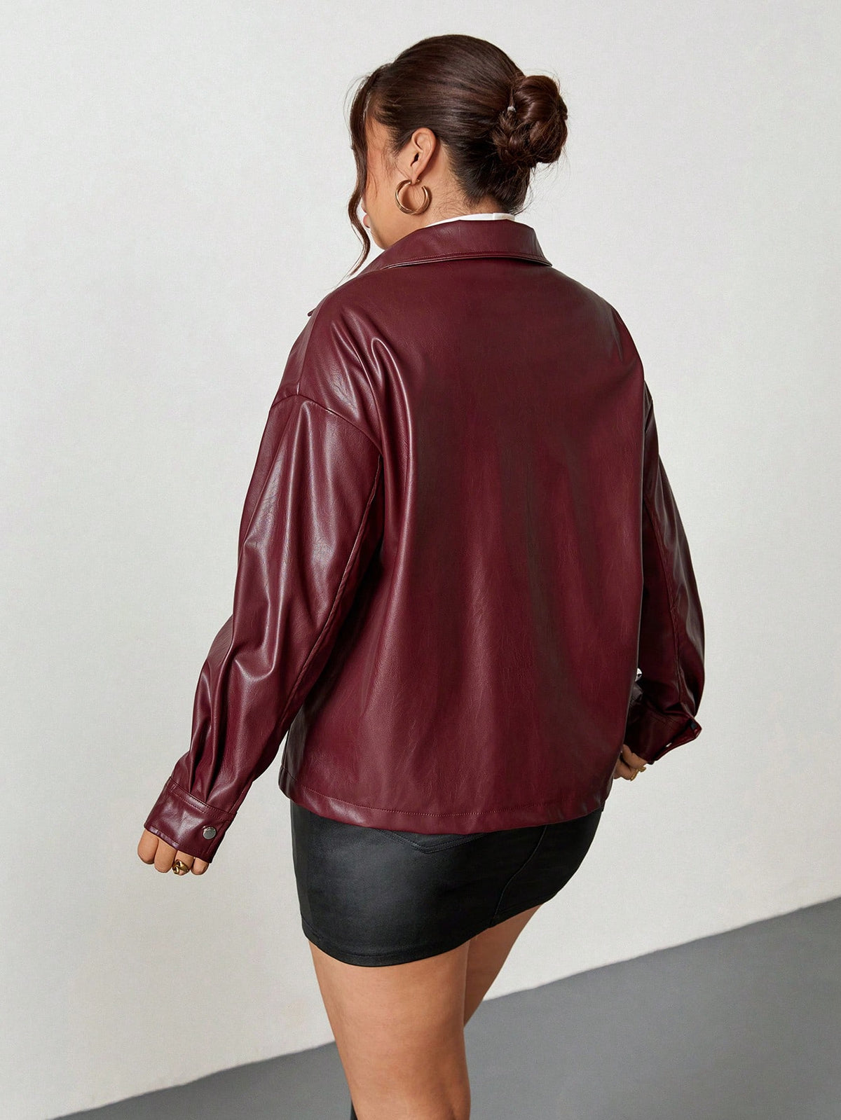 Firerie Plus Size Solid Color Zip-Up Casual Versatile Long Sleeve Jacket Autumn Winter Clothes For Women Red Fall/Winter