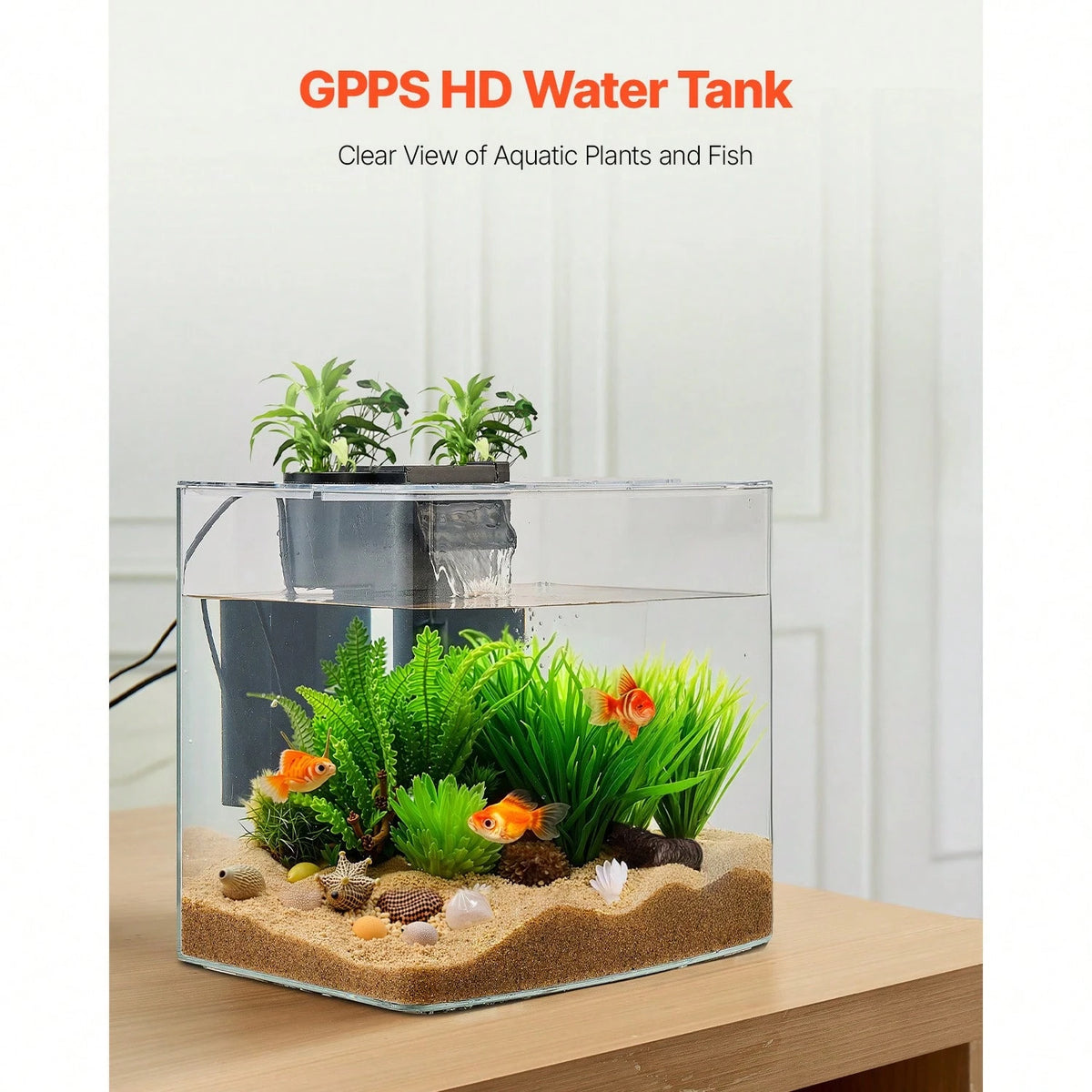 Fish Tank Aquarium, 3.5 Gallon Arch Ultra-Clear GPPS Starter Smart Tank Adjustable 3 Color Lighting, Self Cleaning System Fishbowl For Freshwater & Saltwater Fish Home, Office, Or Pet Use