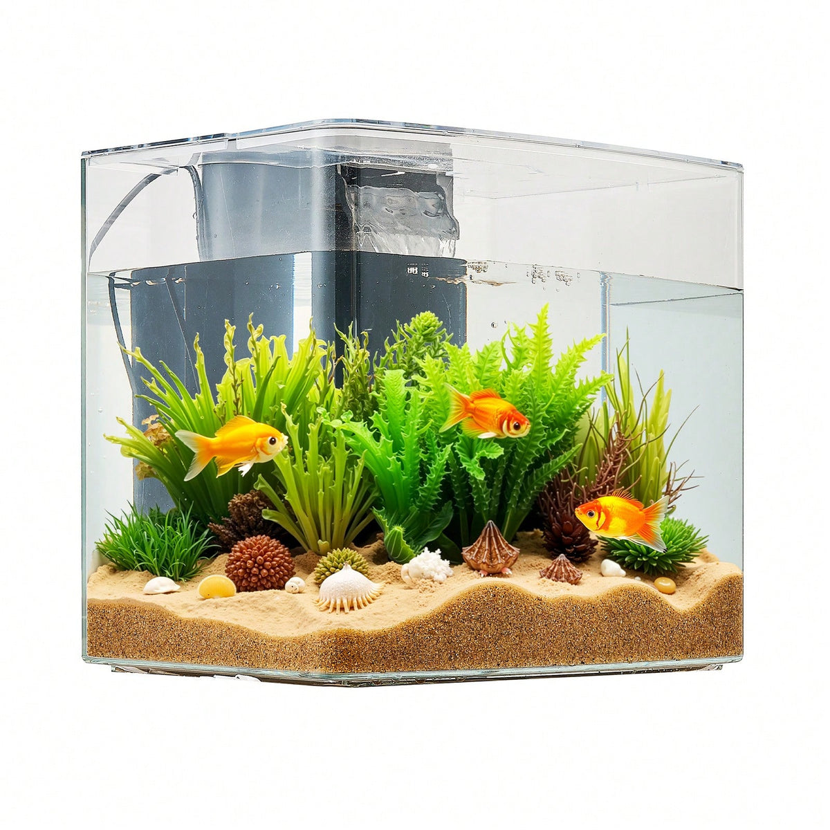 Fish Tank Aquarium, 3.5 Gallon Arch Ultra-Clear GPPS Starter Smart Tank Adjustable 3 Color Lighting, Self Cleaning System Fishbowl For Freshwater & Saltwater Fish Home, Office, Or Pet Use