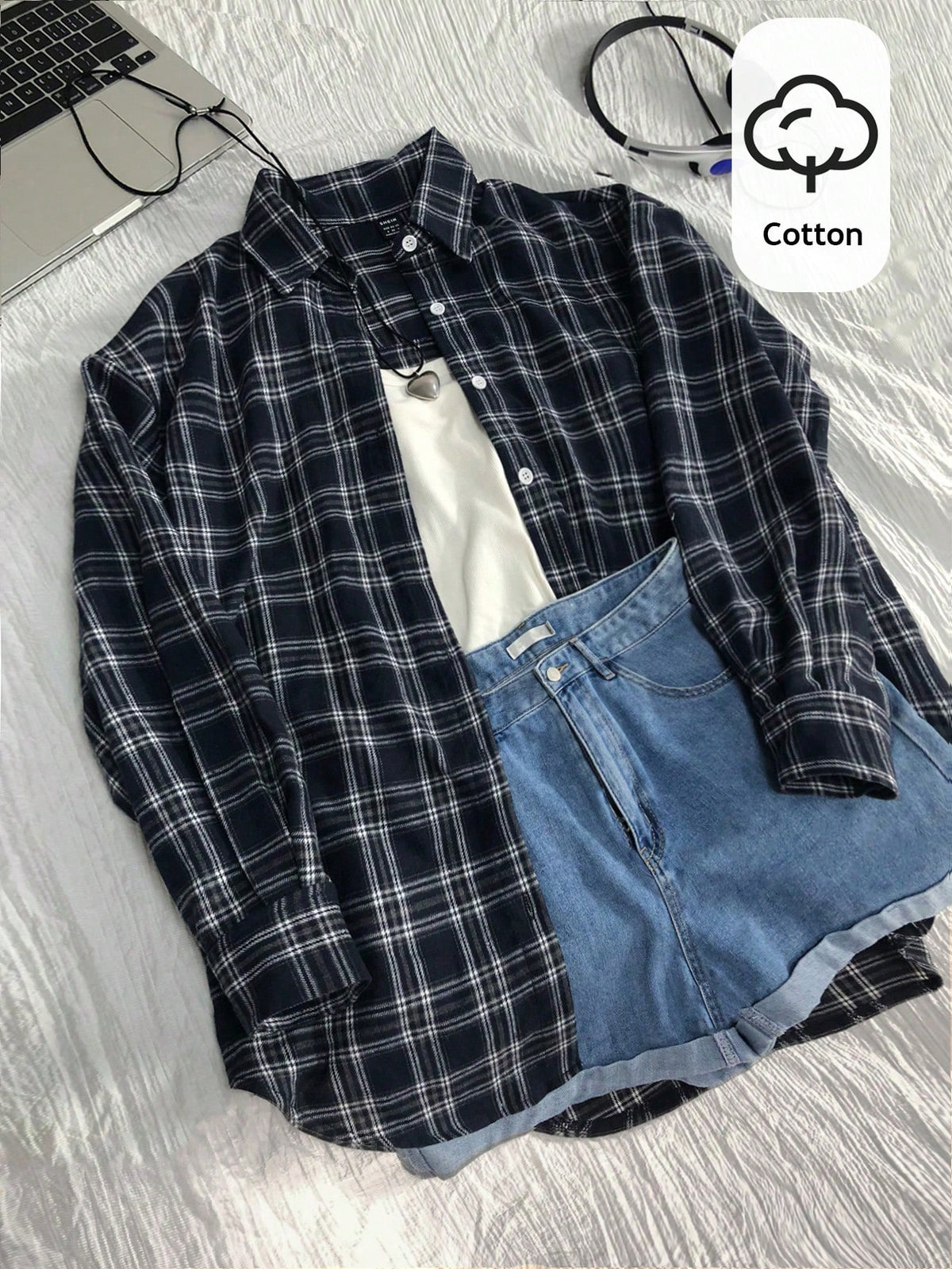 Flirla Vintage Plaid Loose Fit Shirt For Women, Fashionable And Versatile, Autumn/Winter