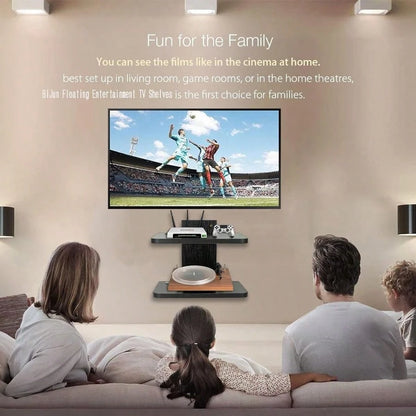 Floating Wall Mounted Projector Shelf Premium 2-Tier TV Stand Organizer For Cable Box DVD Player Game Console Router Home Living Room Entertainment Center