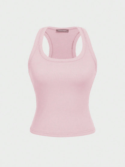 Floreya Square Neck Camisole Top For Women, Casual Slim Fit Sleeveless Crop Top, Versatile For Summer, Autumn & Spring