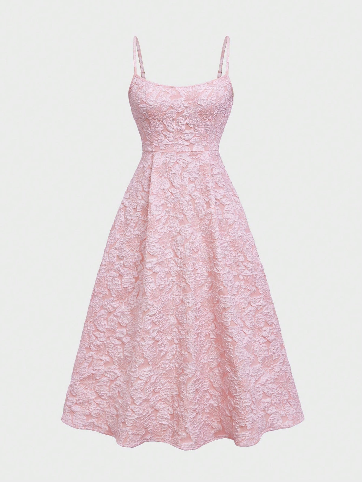 Floreya Summer Elegant Solid Color French Style High-End Elegant Light Dress Waist-Cinching Slim Fit Spaghetti Strap Midi Dress Apricot Dress Party