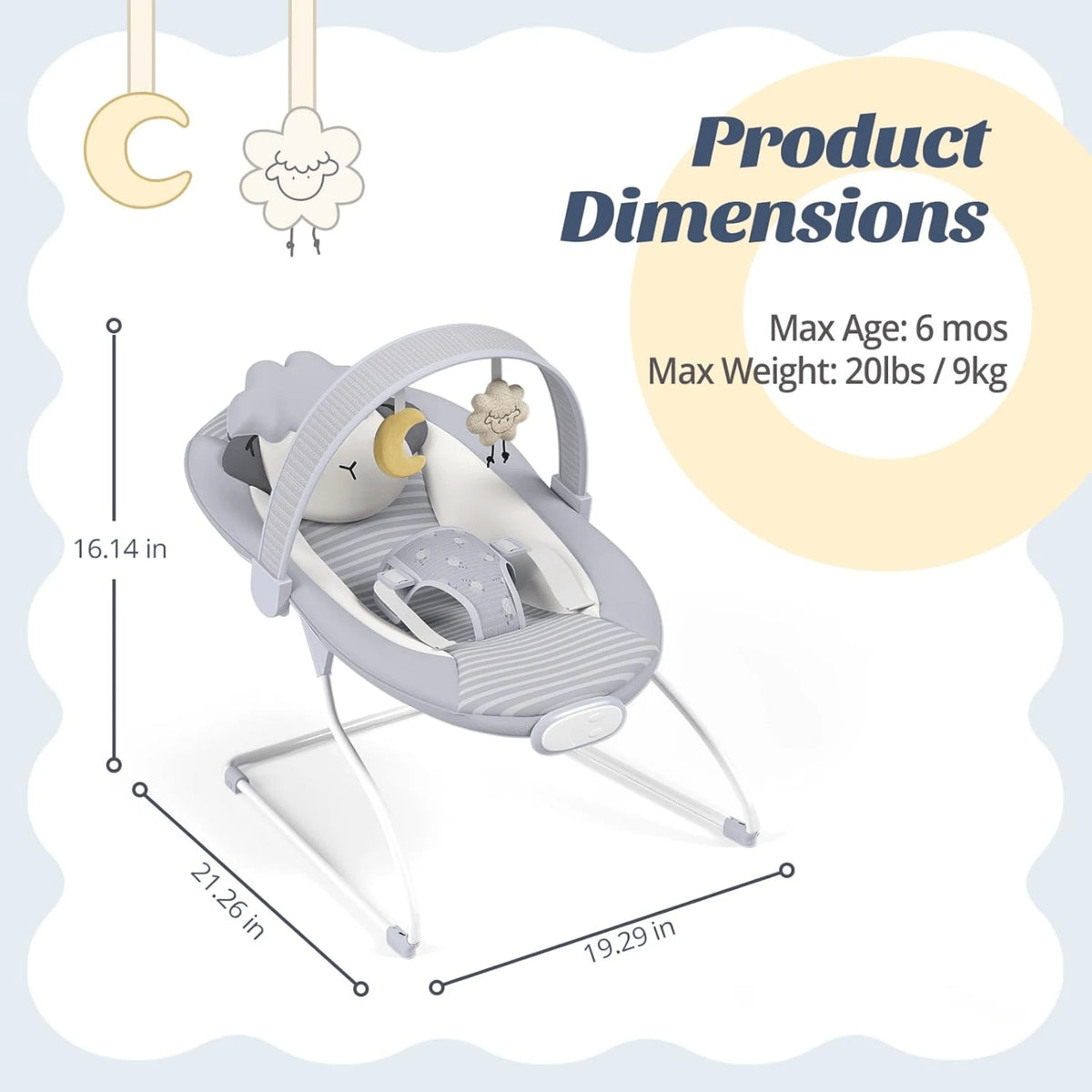 Foldable Baby Bouncer Rocker,Lightweight Infant Seat For 0-6 Months Up To 20 Lbs,Indoor Outdoor Travel,Thanksgiving Halloween Christmas Holiday Gift