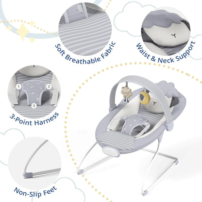 Foldable Baby Bouncer Rocker,Lightweight Infant Seat For 0-6 Months Up To 20 Lbs,Indoor Outdoor Travel,Thanksgiving Halloween Christmas Holiday Gift