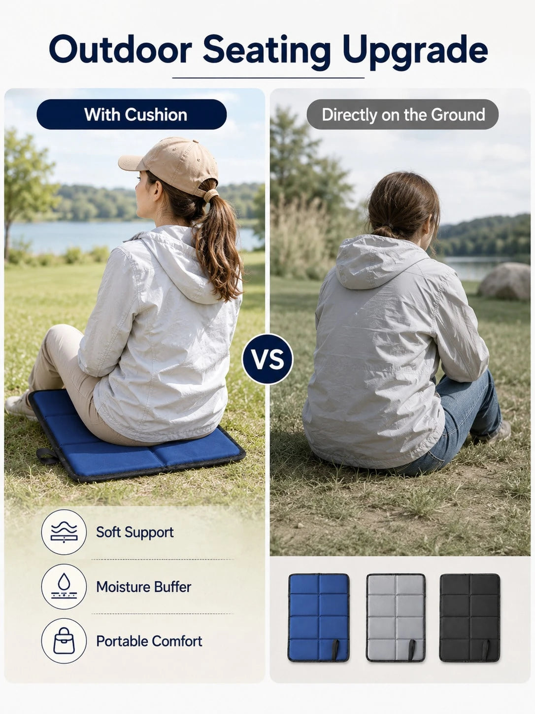Foldable Seat Cushion, Waterproof And Easy To Clean, Silver Foil Backing, Keeps Dry, Thermal Insulation, Stylish And Portable, Ground Mat For Home, Picnic, Travel, Camping, Beach, Grass, Backyard, Out