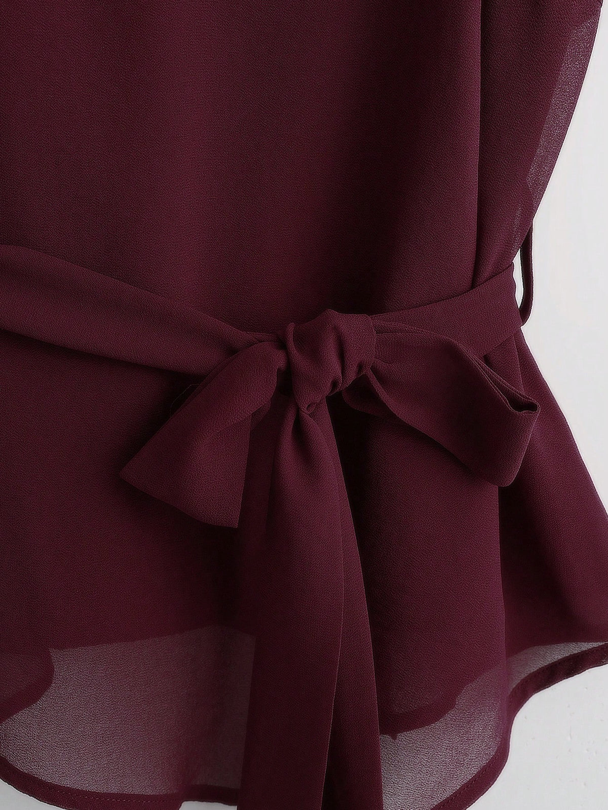 Franclia Casual Women's Red Violet Spaghetti Strap Cami Top With Flared Hem Knot Detail And Plain Fabric Regular Length