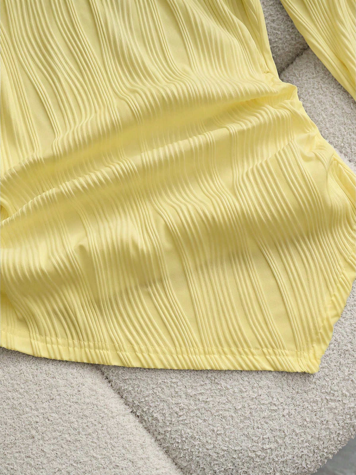 Franclia Casual Yellow Knitted V Neck Long Sleeve Top For Women