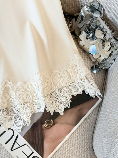 Franclia Elegant French-Style Women's Top,Cream White Summer Puff-Sleeved Bow Design Blouse,Tea Party Casual Commuter Office Wear,Fashionable Luxury Apparel