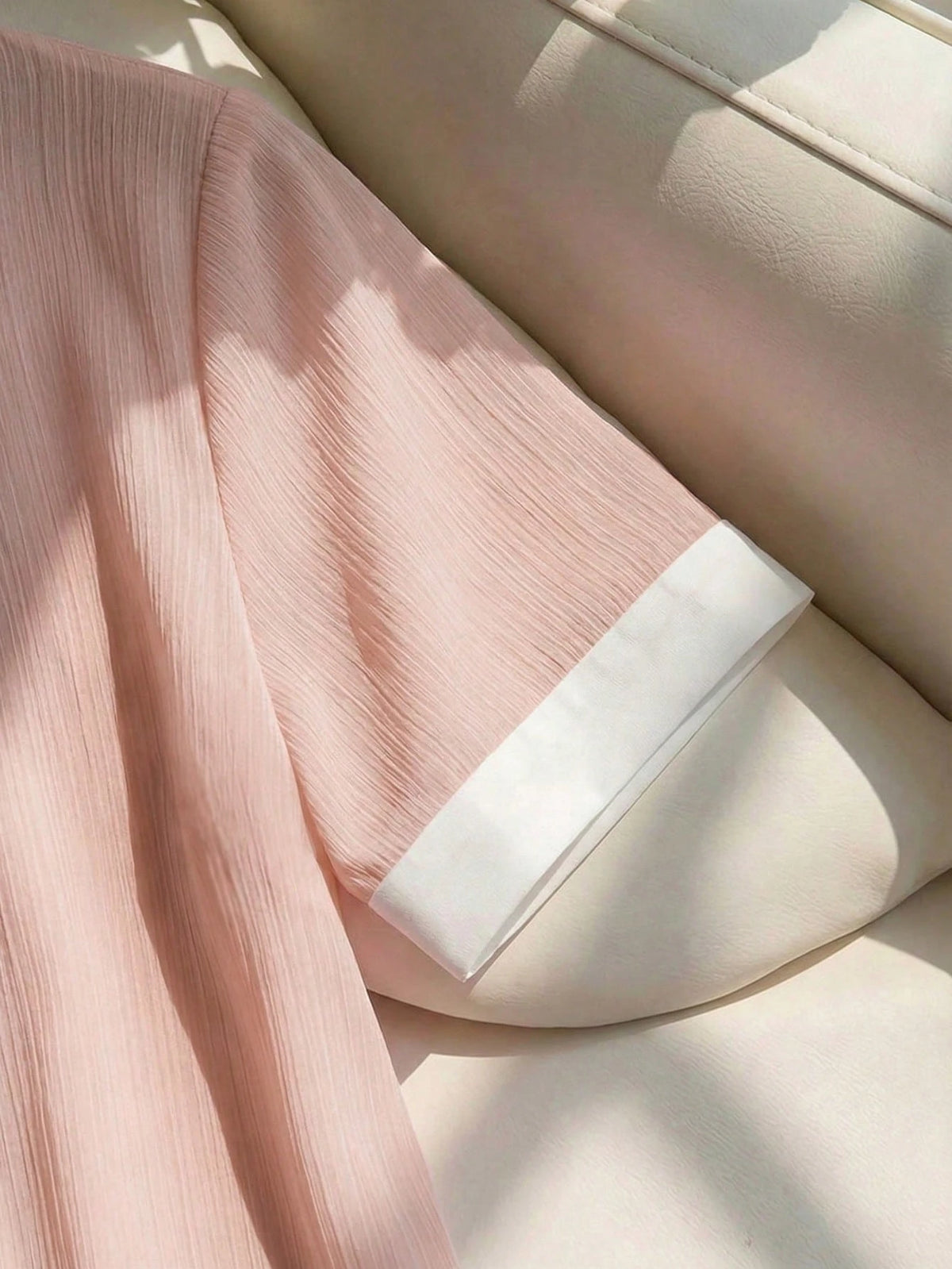 Franclia Elegant Pink Checkered Summer Chiffon Blouse,Casual Office White Collar Loose Short Sleeve Shirt,Metal Button Pleated Fashion Graduation Commuter