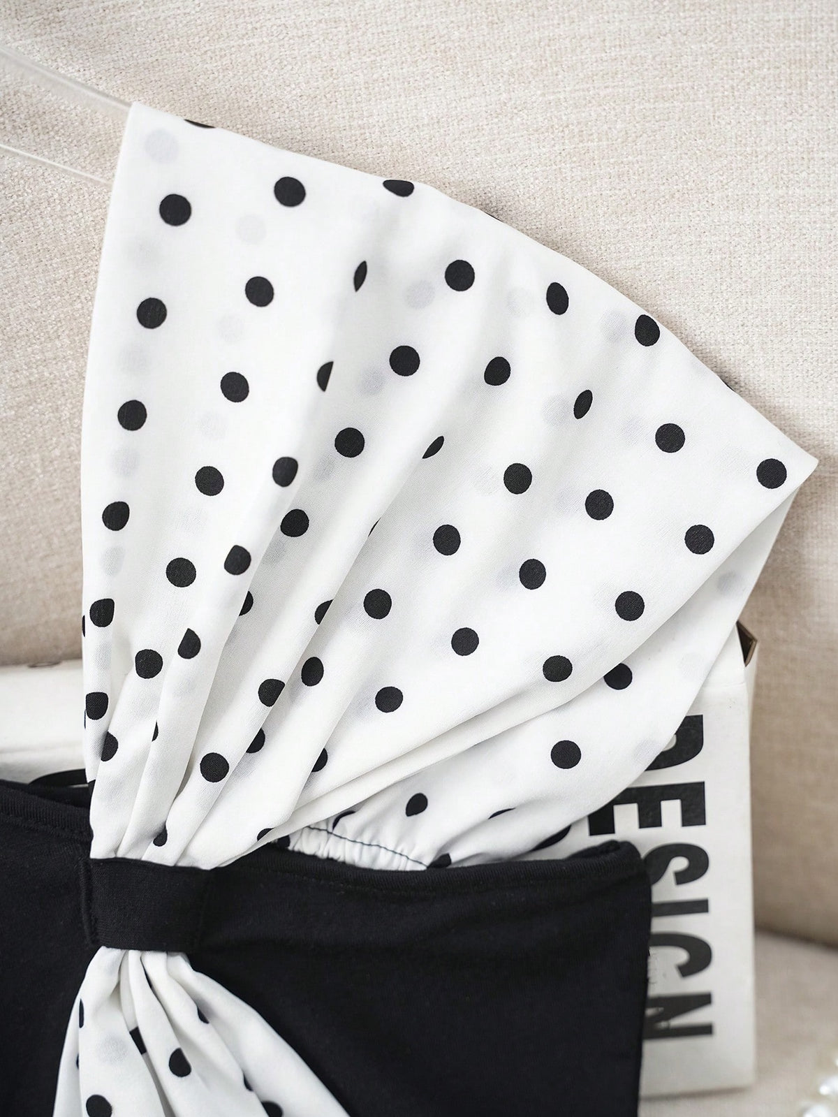 Franclia Summer Bowknot Asymmetrical Cold Shoulder Polka Dot Print Stylish T-Shirt