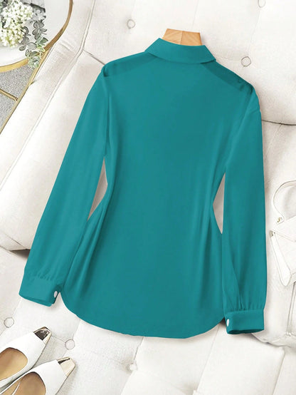 Franclia Turndown Collar Basic Transparent Solid Minimalist Shirt