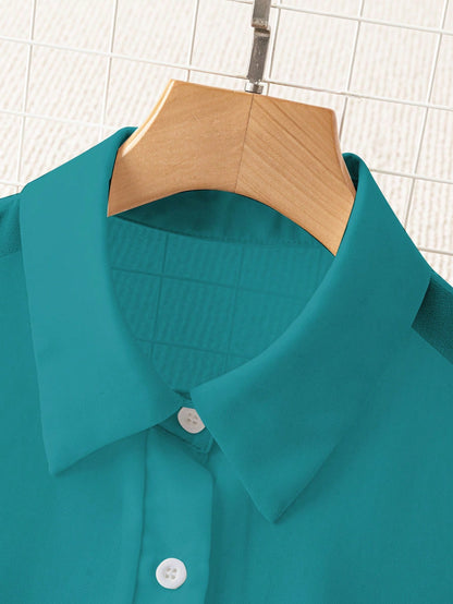 Franclia Turndown Collar Basic Transparent Solid Minimalist Shirt