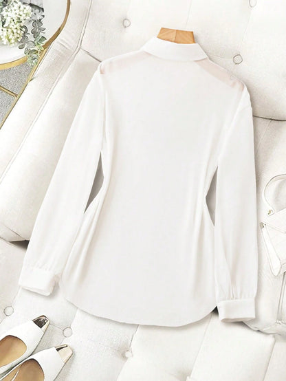 Franclia Turndown Collar Basic Transparent Solid Minimalist Shirt