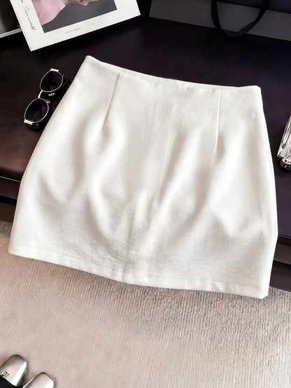 Franclia Women's Black Summer Basic Office Low-Waist A-Line Zipper Skirt,Resort Bottoms,Vacation,Outing,Y2K,Back To School,Casual,Beach,Business