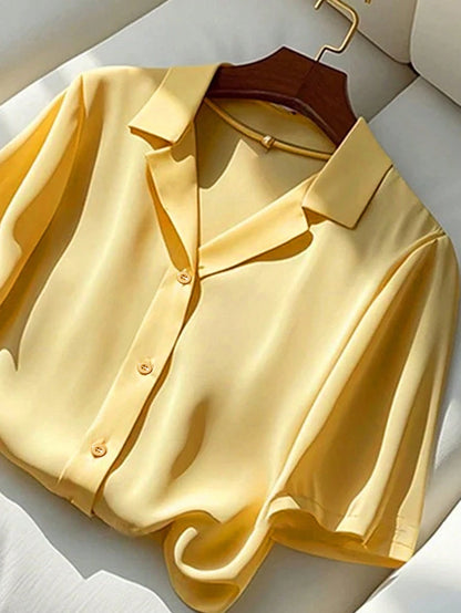 Franclia Women's Brown Leopard Print Short Sleeve Shirt,Summer Casual Vacation Collared Blouses,Elegant Versatile Solid Color Tops,Outdoor Dressing Jacket
