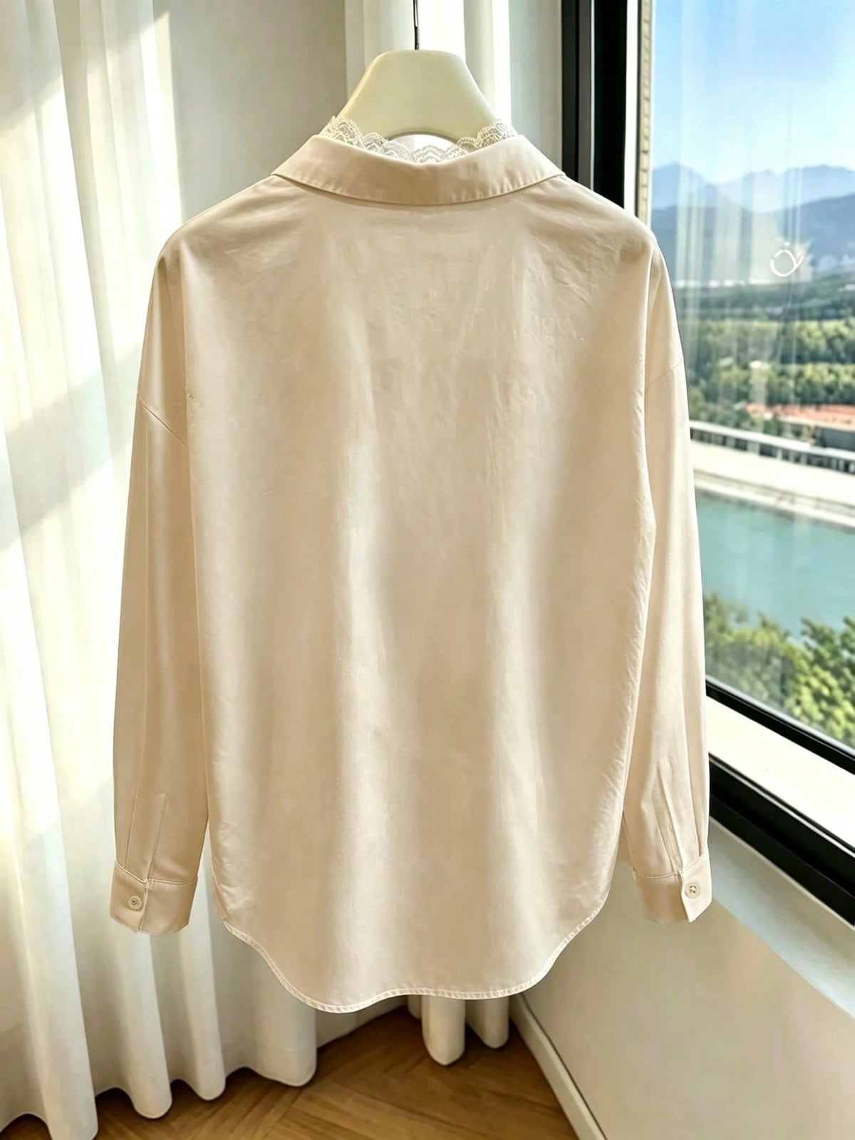 Franclia Women's Casual Comfortable Sexy Lace Patchwork 2 In 1 Solid Color Blouse