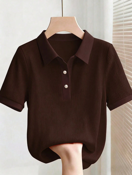 Franclia Women's Casual Elegant Solid Color T-Shirt
