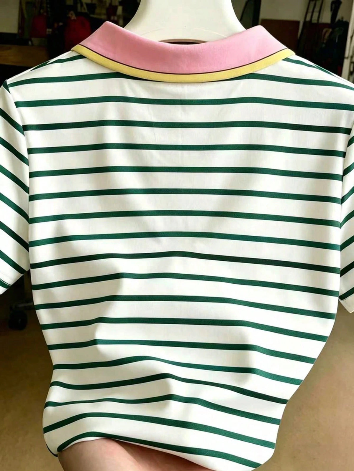 Franclia Women's Casual Lemon Embroidery Striped Print Short Sleeve T-Shirt, Suitable For Daily Commute And Vacation