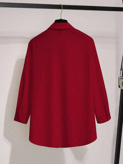 Franclia Women's Elegant Casual 3/4 Sleeve Pleated Hem Blouse