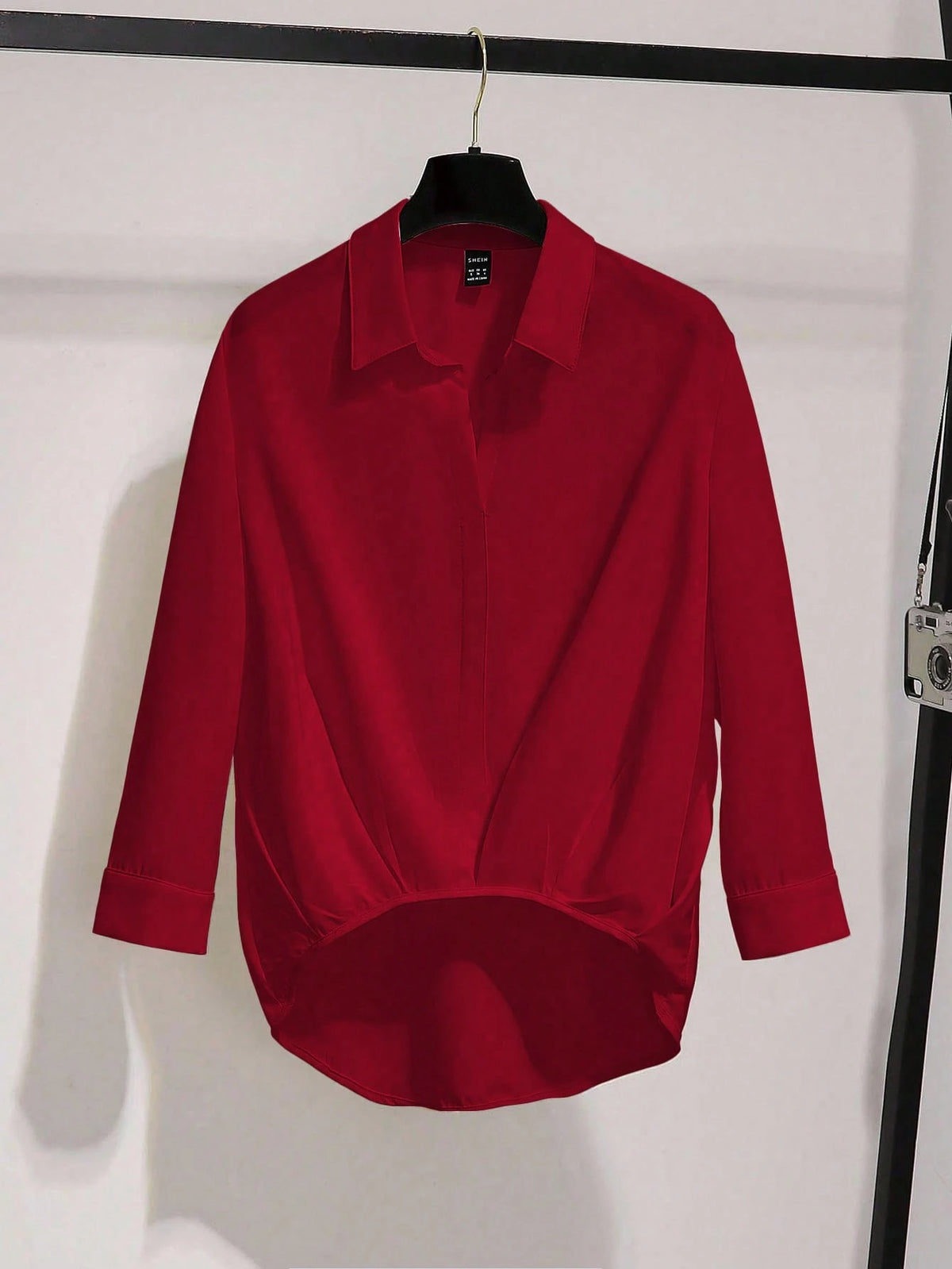 Franclia Women's Elegant Casual 3/4 Sleeve Pleated Hem Blouse