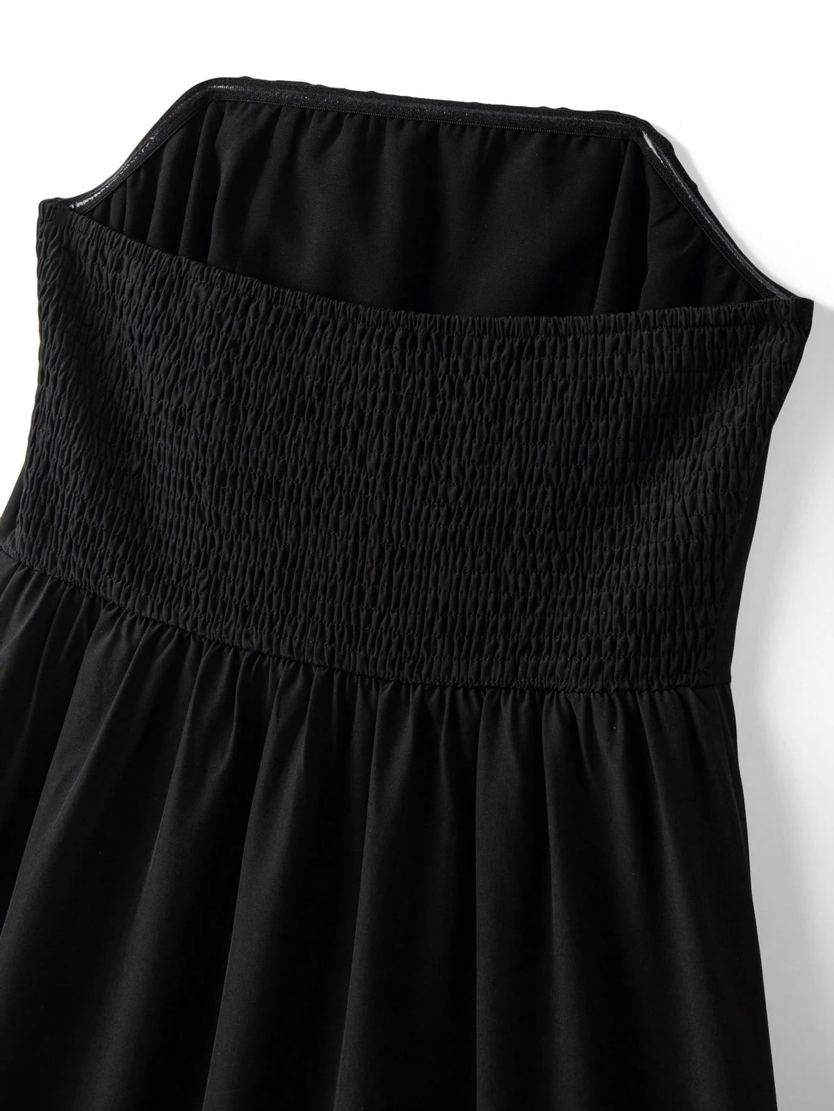 Franclia Women's Elegant Summer Black And White Contrast Color Layered Ruffle Bandeau Dress,Formal Party Reception Dinner Dress,Shirred Back Vacation Outfit