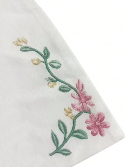 Franclia Women's Floral Embroidery Patchwork Casual Versatile Daily Wear Top