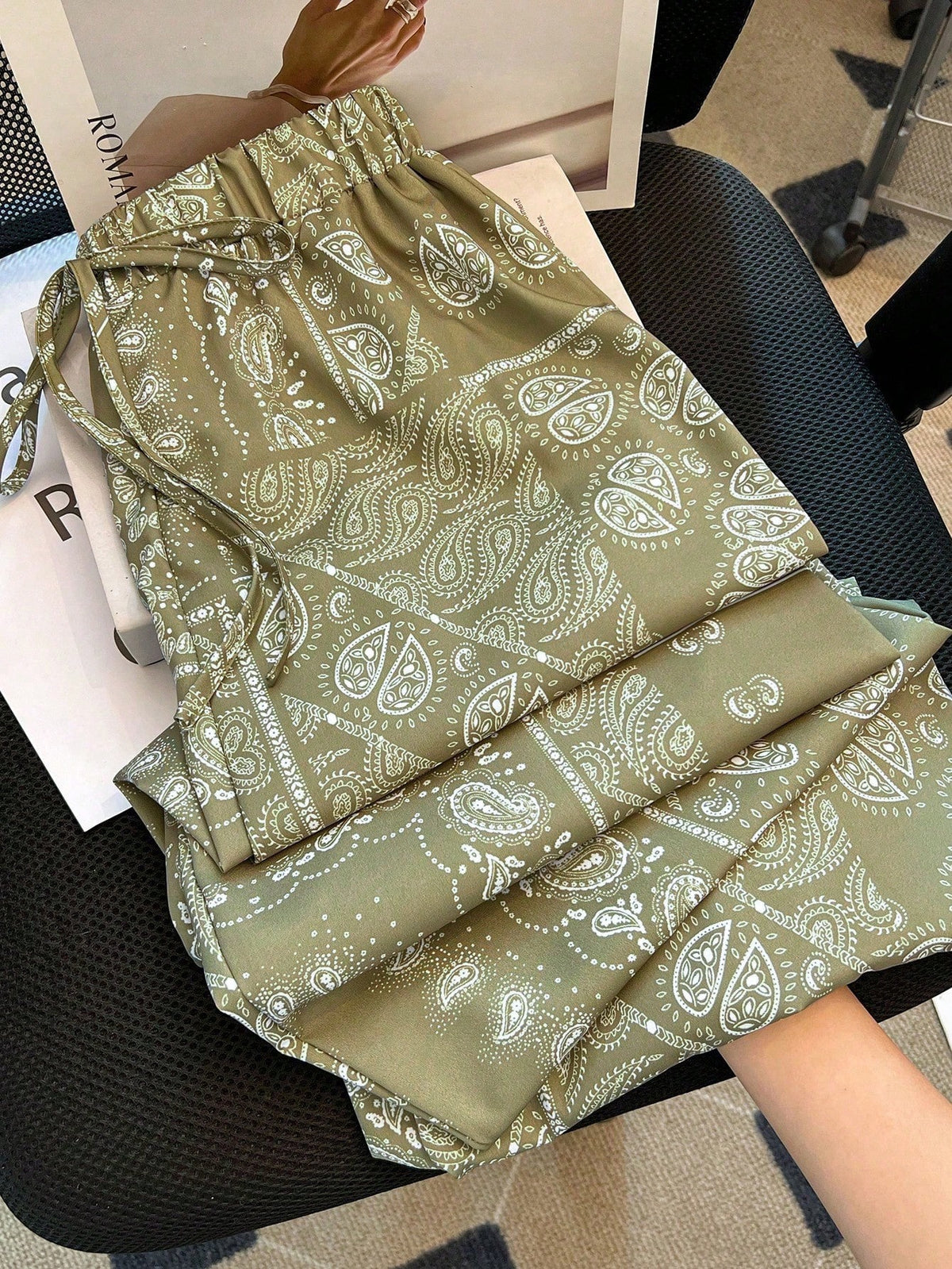 Franclia Women's Green Fashionable Vacation Print Pants, Spring/Summer Fall Cloth For Women