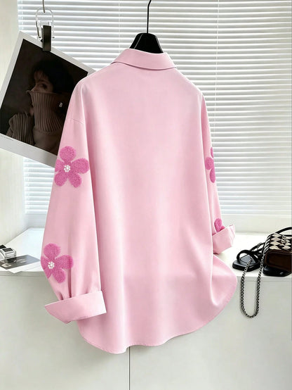 Franclia Women's Printed Floral Blouse, Niche Design Loose Casual Elegant Long Sleeve Sunscreen Jacket