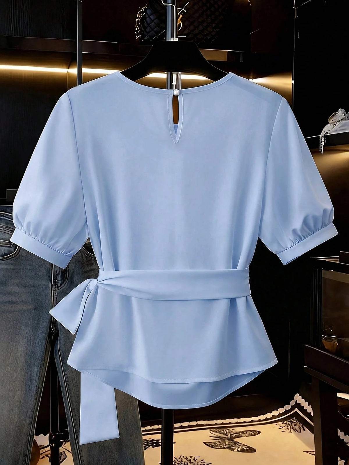 Franclia Women's Solid Color Fashionable Blouse, New Summer Knotted Top, Casual Elegant Daily Commute Party Travel, Summer 2026